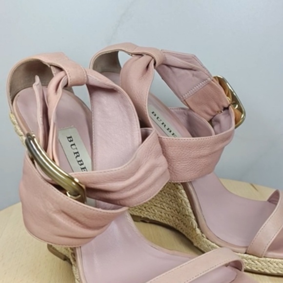 Burberry Catsbrook Wedge Sandal Espadrille Blush Pink Size 38 - Picture 8 of 10